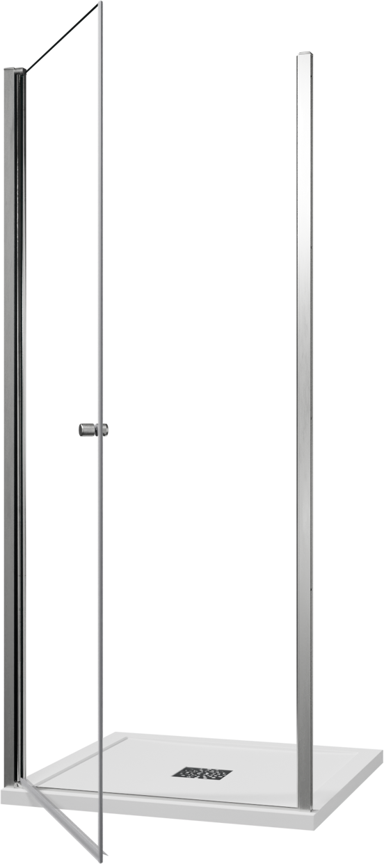 Luca Varess Kuresa porte pivotante 90 x 200 cm verre transparent profil chrome brillant