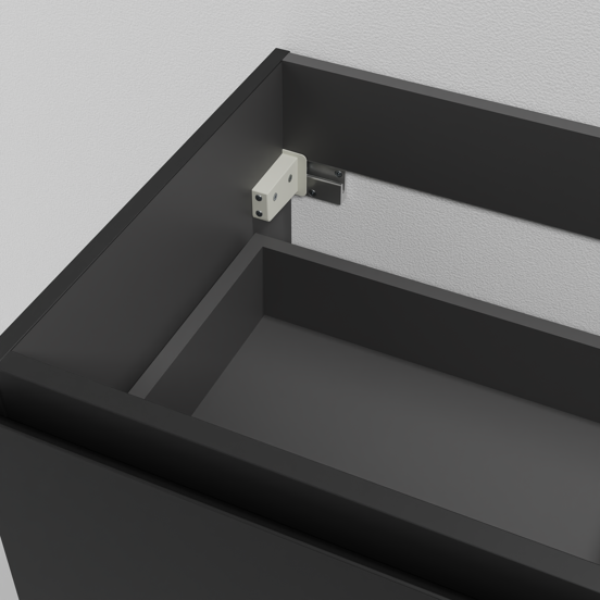 Linie Lado zwevende wastafelonderkast 100 x 46 cm mat zwart 2 lades