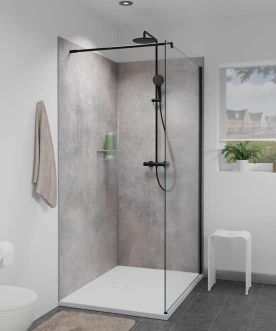 Linie Plato set douchewandpanelen 90 x 90 x 260cm pvc donkergrijs Dakota