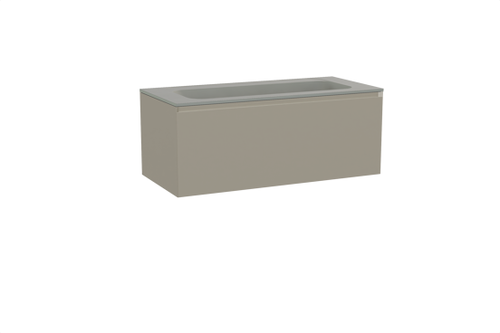 Balmani Idra meuble salle de bains suspendu 120 x 55 cm gris pierre avec Tablo Strada plan simple pour 2 trous de robinet en marbre composite soie grise
