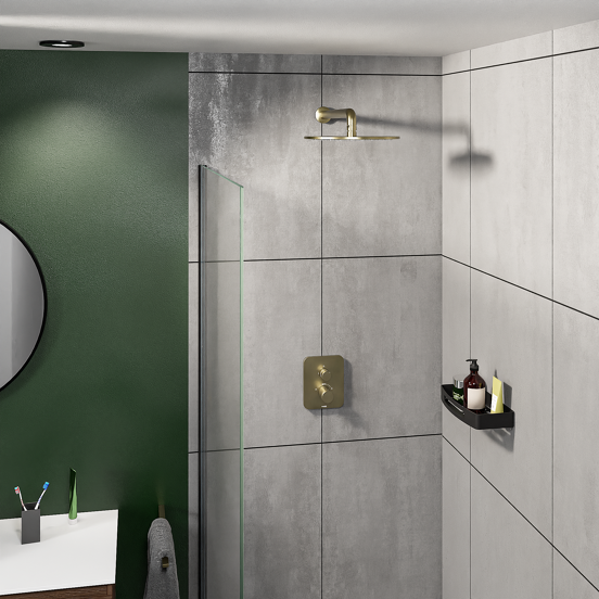 Blaufoss Smartbox Softline Thermostat-Duscharmatur: Unterputz, 2 oder für 3 Verbraucher, Brushed Champagne Gold, Einbauelement inklusive