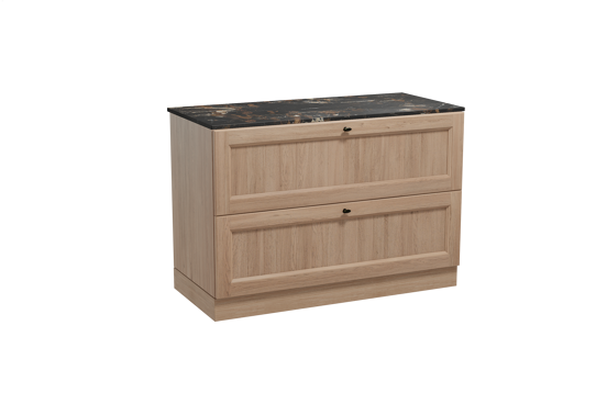 Balmani Lemon staand badkamermeubel 120 x 55 cm verweerde eik met Stretto enkel tablet in marmer portoro gold