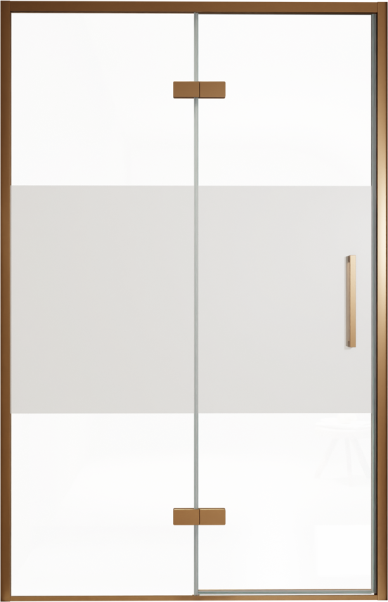 Balmani Senses Design douche draaideur links 140 cm x 210 cm Helder glas met matte strook, Brushed Rosegold profielen, met coating