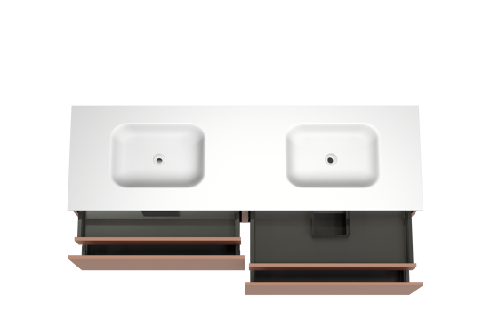 Balmani Sfera hängendes Möbelstück Set: 180 x 55 cm, Cotto, mit Tablo Arcato Doppelwaschtisch, Solid Surface Weiß matt