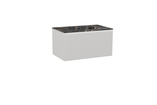 Balmani Fila meuble salle de bains suspendu 90 x 55 cm blanc mat avec Tablo Arcato plan simple en marbre portoro gold, Nervure droite symétrique verticale