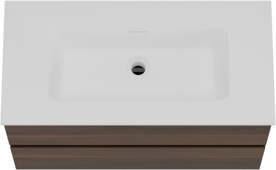 Storke Edge zwevend badkamermeubel 80 x 40 cm notelaar met Mata enkele wastafel in solid surface mat wit