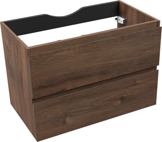 Linie Lado meuble sous-lavabo suspendu 80 x 46 cm chêne brun 2 tiroirs