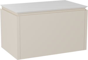 Balmani Eclips zwevend badkamermeubel 90 x 55 cm Sandbeige met Eclips enkel tablet in Solid Surface mat wit