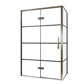 Balmani Senses Design douchehoek met linkse draaideur en vaste zijwand, 120 x 100 cm, Lined, Brushed GunMetal profielen