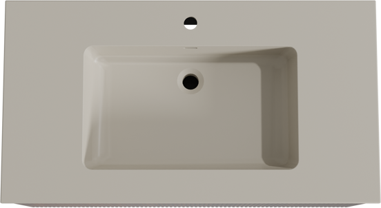 Storke Ribs zwevend badkamermeubel 95 x 52 cm notelaar met Diva enkele wastafel in top solid zijdegrijs, Verticale symmetrische rechte ribbel
