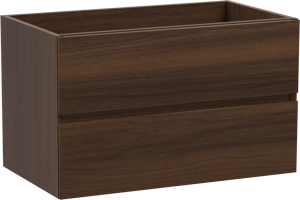 Storke Edge zwevende wastafelonderkast 80 x 46 cm notelaar 2 lades