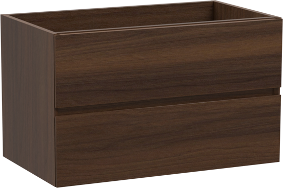 Storke Edge zwevende wastafelonderkast 80 x 46 cm notenhout 2 lades
