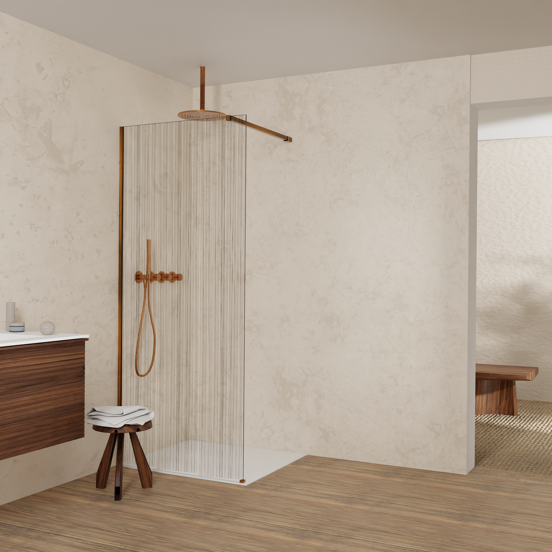 Balmani Modular inloopdouche: 90 x 200 cm, Mikado, Brushed Rosegold profielen