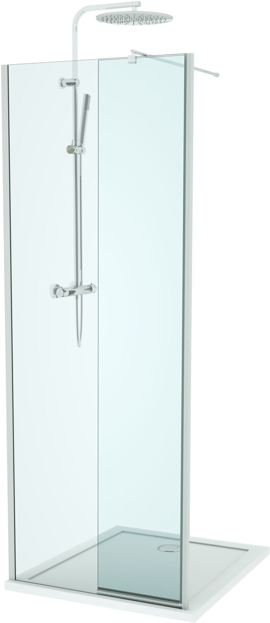 Linie Twist inloopdouche met beweegbare zijwand 80 x 200 cm helder glas glanzend chroom profiel