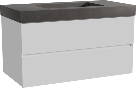 Storke Edge meuble salle de bains suspendu 105 x 52 cm blanc brillant avec Scuro High plan simple en quartz noir mat