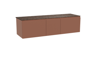 Balmani Sfera hängendes Möbelstück Set: 180 x 55 cm, Cotto, mit Stretto Einzel- oder Doppel Waschtischplatte, Marmor Dark Emperador