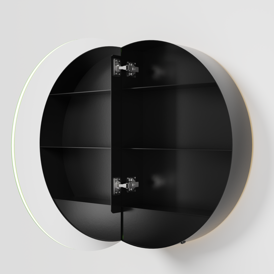 Balmani Mara spiegelkast Rond Ø 70 mat zwart met spiegelverlichting en anti-damp