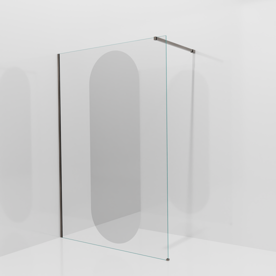 Balmani Modular douche à l'italienne: 140 x 200 cm, Miroir reflex ovale, Profil Brushed GunMetal