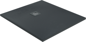 Balmani Vega receveur de douche 100 x 90 cm marbre composite gris graphite structure en ardoise