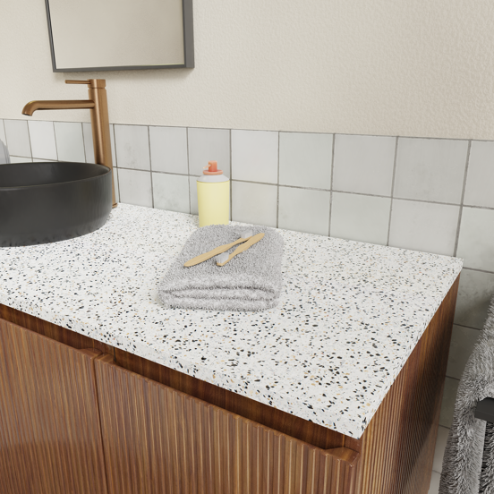 Storke Tavola tablette simple ou double blanc/noir terrazzo mat 130 x 52 cm