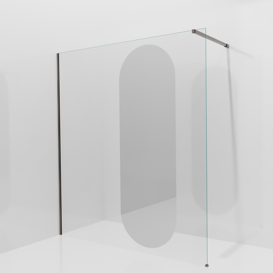 Balmani Modular Walk-In Dusche: 180 x 200 cm, Reflex-Spiegelglas Oval, Profil Brushed GunMetal