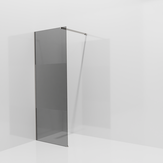 Balmani Modular douche à l'italienne: 80 x 200 cm, Verre fumé avec bande matte, avec coating, Profil Brushed Inox