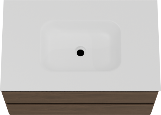 Balmani Mitra meuble salle de bains suspendu 90 x 55 cm noyer américain avec Tablo Arcato plan simple en solid surface blanc mat