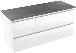 Linie Lado zwevend badkamermeubel 120 x 46 cm glanzend wit met Lado enkel of dubbel tablet in melamine leisteen grijs