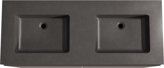 Storke Edge staand badmeubel 130 x 52 cm notenhout met Scuro High dubbele wastafel in kwarts mat zwart