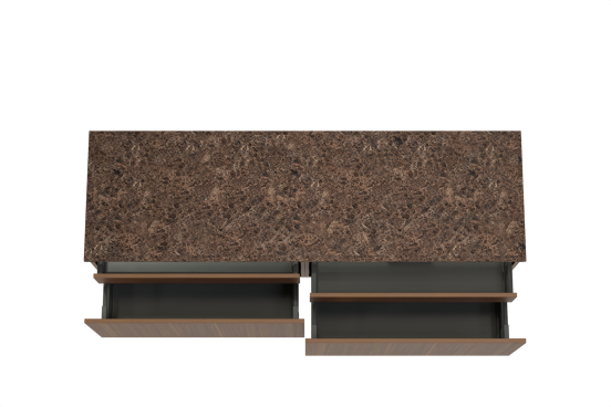 Balmani Sfera hängendes Möbelstück Set: 180 x 55 cm, Amerikanischer Nussbaum, mit Stretto Einzel- oder Doppel Waschtischplatte, Marmor Dark Emperador