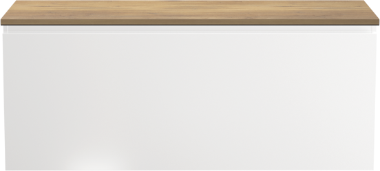 Linie Lado meuble salle de bains suspendu 120 x 46 cm blanc brillant avec Lado tablette simple ou double en mélaminé chêne naturel