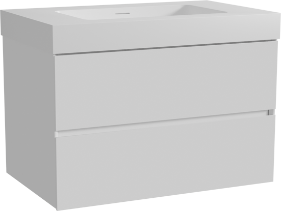 Storke Edge zwevend badmeubel 85 x 52 cm hoogglans wit met Mata High enkele wastafel in solid surface mat wit