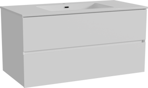 Storke Edge meuble salle de bains suspendu 105 x 52 cm blanc mat avec Diva plan simple en marbre composite blanc brillant