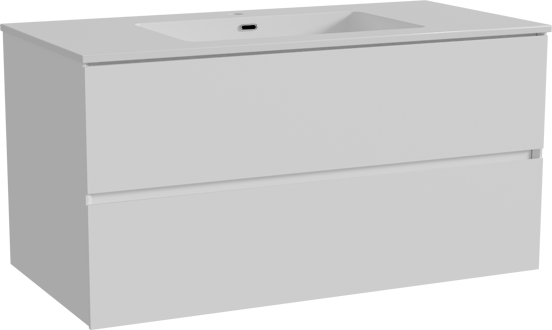 Storke Edge meuble salle de bains suspendu 105 x 52 cm blanc mat avec Diva plan simple en marbre composite blanc brillant