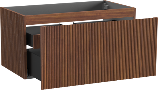 Storke Ribs zwevende wastafelonderkast 95 x 52 cm notenhout 2 lades