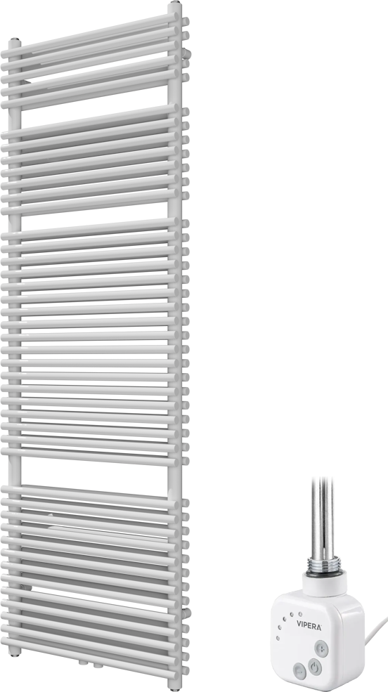 Vipera Alegria dubbele handdoekradiator 60 x 180 cm elektrische verwarming hoogglans wit zij- en middenaansluiting 1500W, weerstand inbegrepen