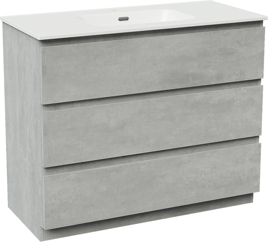 Linie Lado meuble salle de bains à poser 100 x 46 cm béton gris foncé avec Baro plan simple en porcelaine blanc brillant