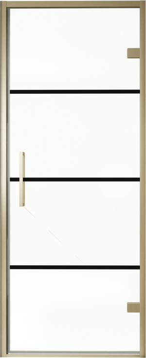Balmani Senses Design Dusche Drehtür, Rechts, 90 cm x 210 cm, Lined, Profil Brushed Champagner Gold, inklusive Coating