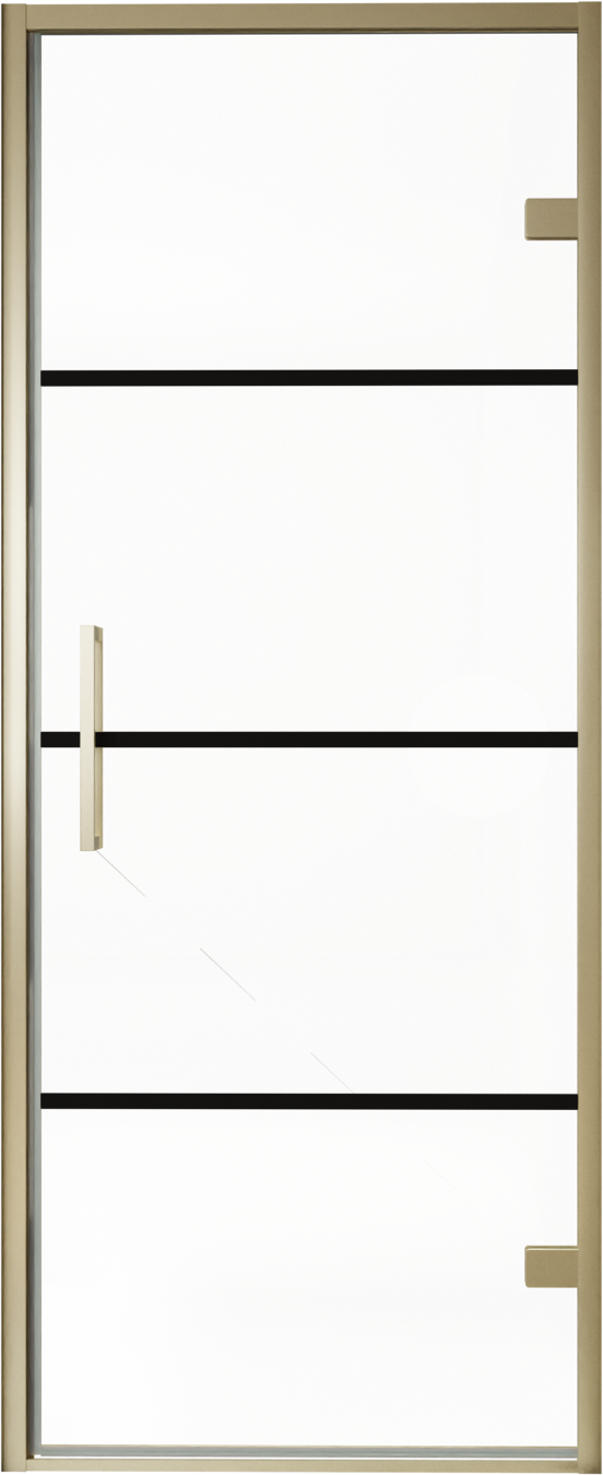 Balmani Senses Design Dusche Drehtür, Rechts, 90 cm x 210 cm, Lined, Profil Brushed Champagner Gold, inklusive Coating