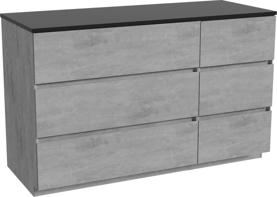 Storke Edge meuble salle de bains à poser 130 x 52 cm béton gris foncé avec Panton tablette simple ou double en mdf enduit de poudre noir mat