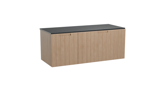 Balmani Adagio meuble salle de bains suspendu 135 x 55 cm chêne vieilli avec Stretto tablette simple ou double en granit noir