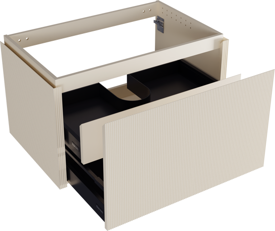 Balmani Eclips meuble sous-lavabo suspendu 90 x 55 cm Sandbeige 2 tiroirs Nervure sym. vert.