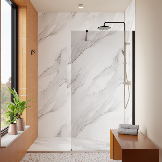 Luca Varess Suite receveur de douche 180 x 90 cm marbre composite Marble White 