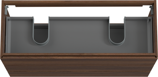 Storke Edge stehender Waschbeckenunterschrank: 120 x 46 cm, Nussbaum, 3 Schubladen