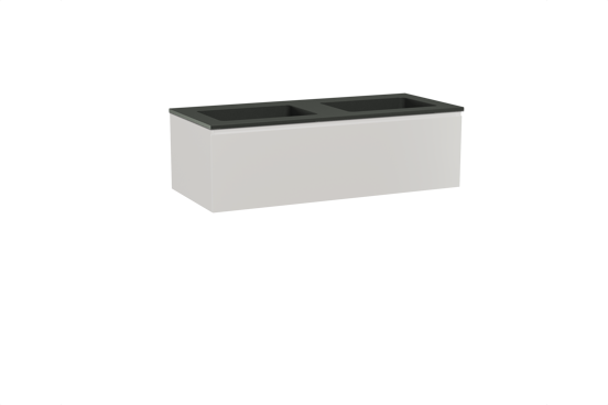 Storke Edge zwevend badkamermeubel 120 x 52 cm glanzend wit met Scuro dubbele wastafel in kwarts mat zwart
