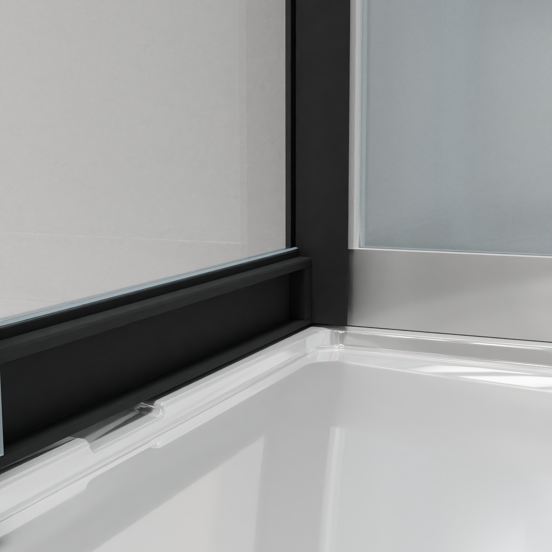 Luca Varess Talan cabine de douche quart de rond avec portes coulissantes 90 x 90 cm verre transparent profil noir mat