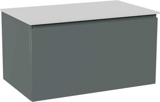 Balmani Sfera zwevend badkamermeubel 90 x 55 cm forest met Stretto enkel tablet in solid surface mat wit