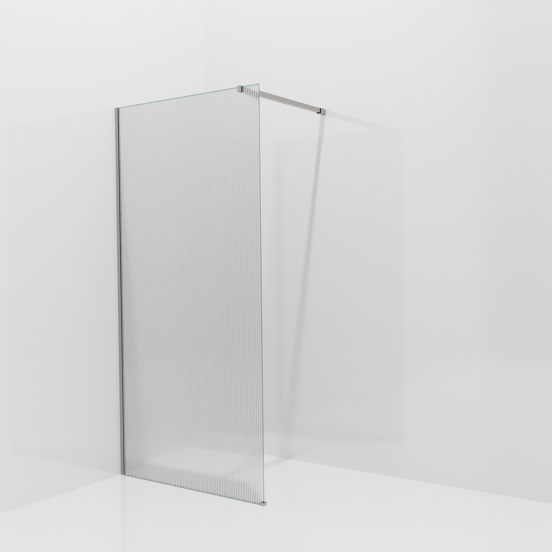 Balmani Modular Walk-In Dusche: 100 x 200 cm, Ribs, inklusive Coating, Profil Brushed Inox