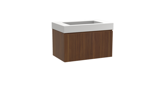 Balmani Sfera meuble salle de bains suspendu 90 x 55 cm noyer américain avec Modus plan simple en solid surface blanc mat