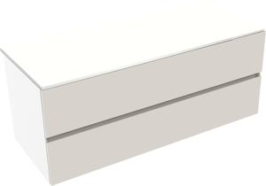 Storke Edge hängendes Möbelstück Set: 120 x 46 cm, Weiß matt, mit Tavola Einzel- oder Doppel Waschtischplatte, Solid Surface Weiß matt